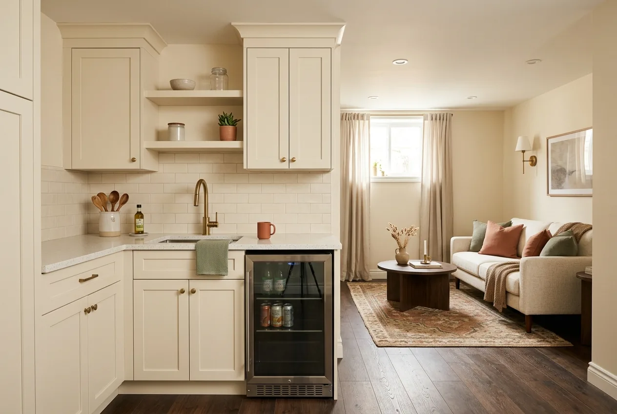 Basement apartment in-law suite with a kitchenette