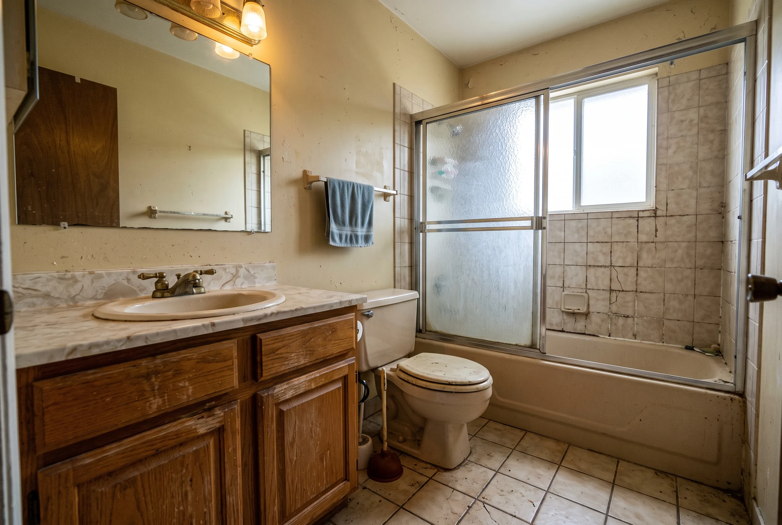 A dated bathroom before renovation