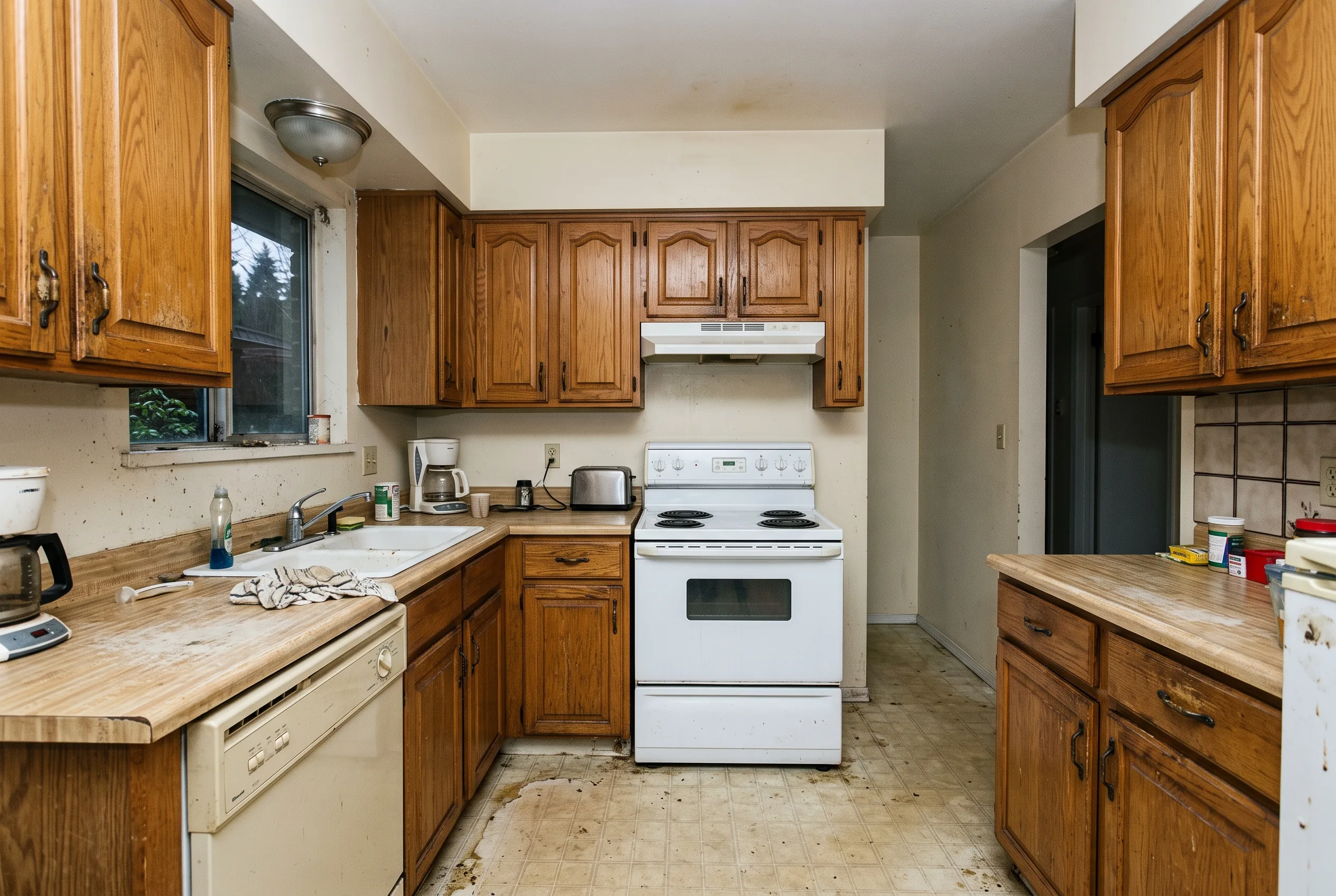 A dated kitchen before renovation